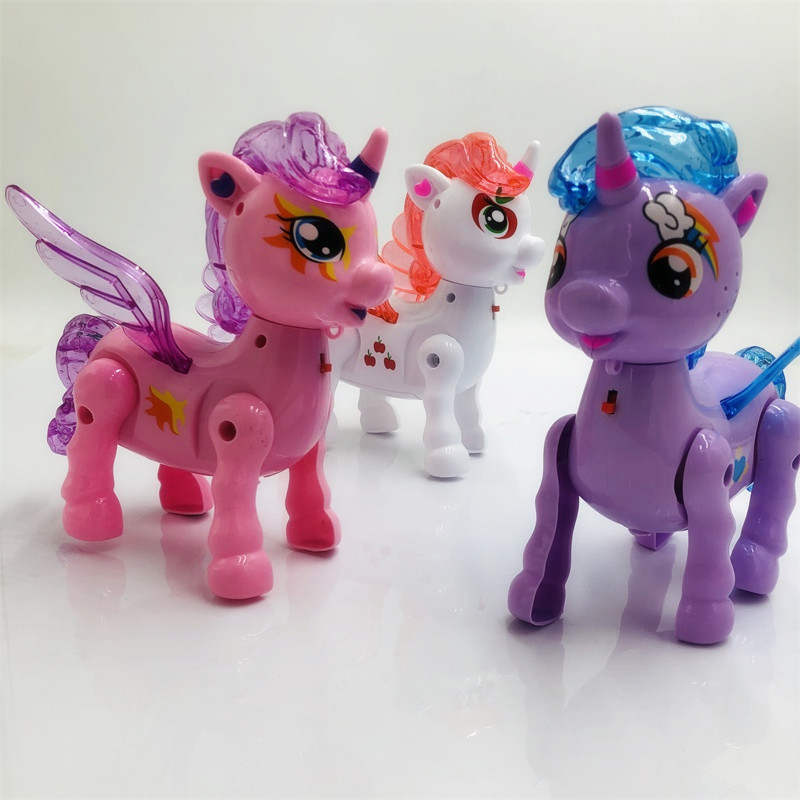 Lightning with music tracing animal walking chariot horse electric traction unicorn pony children's ground toy
