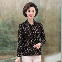 Ladies spring pullover black casual shirt middle-aged womens long-sleeved thin bottoming shirt top fashion shirt