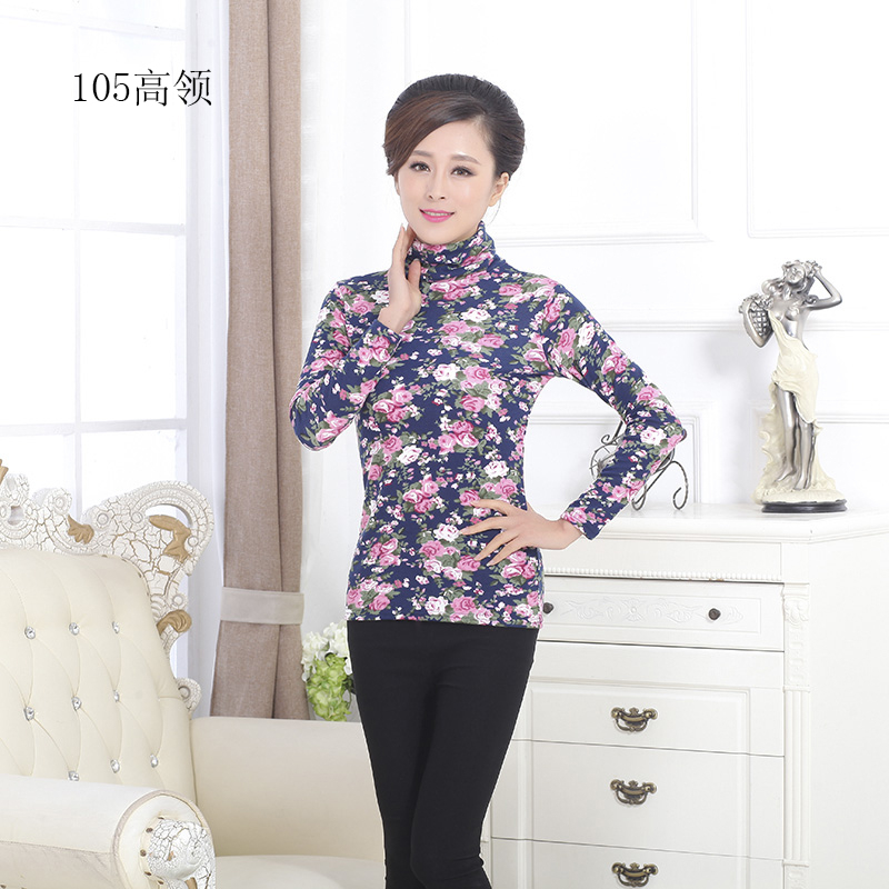 Áo sơ mi nữ dài tay cổ áo sơ mi cổ cao chạm đáy áo Mẹ trung niên chất liệu cotton mùa thu váy trung niên đẹp