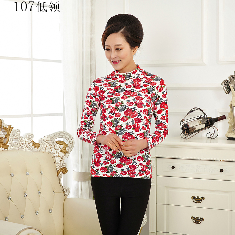 Áo sơ mi nữ dài tay cổ áo sơ mi cổ cao chạm đáy áo Mẹ trung niên chất liệu cotton mùa thu váy trung niên đẹp