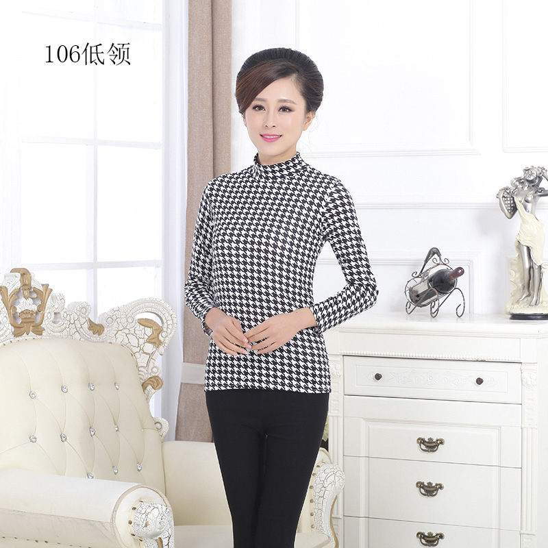 Áo sơ mi nữ dài tay cổ áo sơ mi cổ cao chạm đáy áo Mẹ trung niên chất liệu cotton mùa thu váy trung niên đẹp