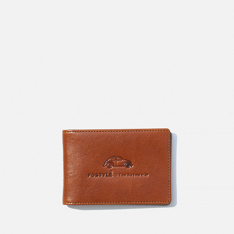 FOSTYLE Plant Tanned Cowhide Niche Simple Slim Handmade Leather Multifunctional Driver's License Driver's License Pack