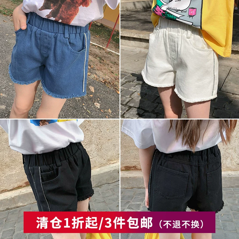 Quần short denim nữ 2019 hè mới phong cách nước ngoài trẻ em Phiên bản Hàn Quốc của trẻ em nước ngoài lớn mùa xuân quần rộng - Quần jean