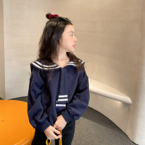 Fifis wardrobe girls necropolis 2021 fall new CUHK Tong Fashion Navy collar children Fashion blouses