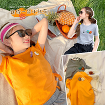 Feifei wardrobe girls short sleeve T-shirt summer clothes 2021 new middle and big child slim foreign style little flower childrens coat