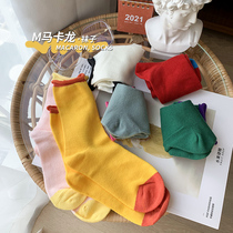 Girl Han Version Socks 2021 Childrens Ocean Gas Silo Socks Fashion 100 hitch Collision Color Macaron Socks Tide
