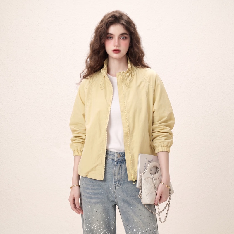 Morin Creamy Yellow Drawstring Short Jacket for Women, Autumn 2026 New Style, Petite, Youthful and Playful Top Morin Creamy Yellow Drawstring Short Jacket for Women, Autumn 2026 New Style, Petite, Youthful and Playful Top