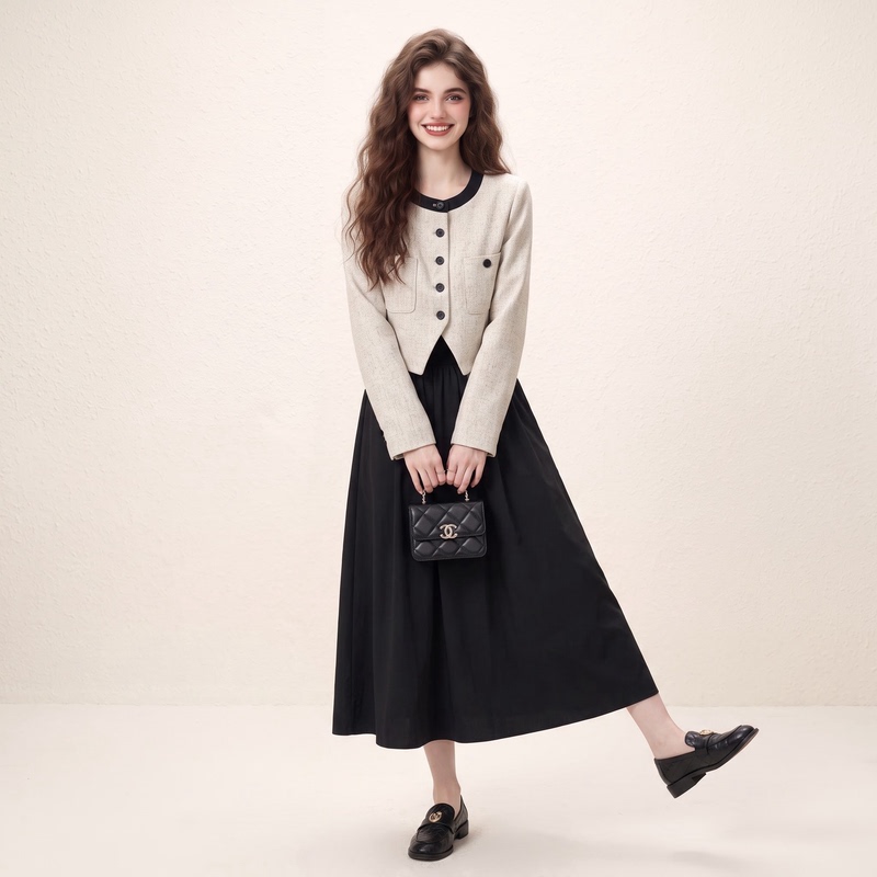 Morin French-Style Elegant Short Coat and Waist-Cinching Dress Set for Women, Autumn 2026 New Two-Piece Set