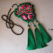 Exaggerated National style embroidery tassel necklace cotton linen clothing unique personality accessories Yunnan specialty accessories gifts