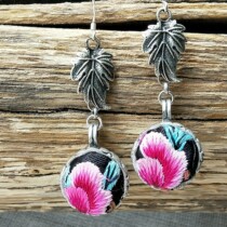 Ethnic style Miao silver handmade old embroidery earrings ethnic style jewelry small amount