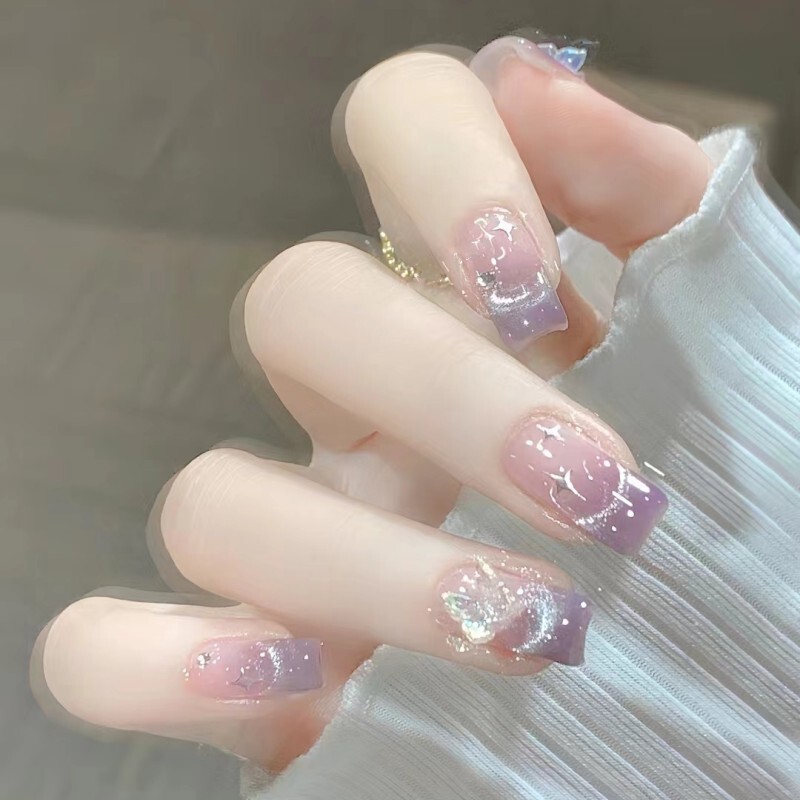 Dreamy and Fairy-Like Summer Whitening French-Style Purple Cat-Eye Wearable Nails, Detachable High-End Patches, Pure Handmade Manicure Dreamy and Fairy-Like Summer Whitening French-Style Purple Cat-Eye Wearable Nails, Detachable High-End Patches, Pure Handmade Manicure