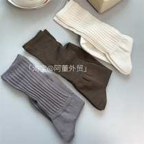 Adong Foreign Trade solid color mid-line socks out of Japan pure yuan retro multi-color pile socks