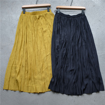 A Dong Foreign Trade day single brand womens pleated skirt elastic high waist long skirt skirt women