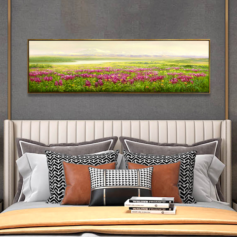 Gesang flower scenery bedside banner original hand-painted oil painting American simple light luxury living room bedroom high-end customization