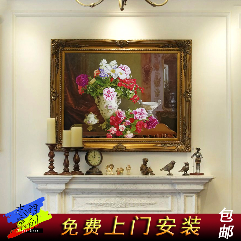 Zhiming original decorative painting Flower still life realistic dining room combination bedroom Pure hand-painted oil painting European American custom