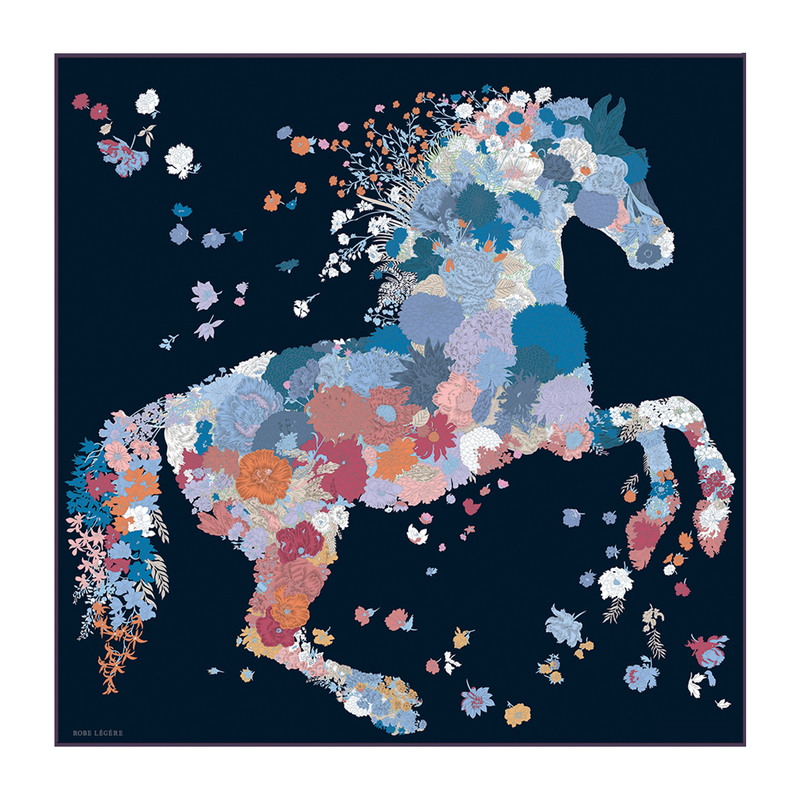 Light and Elegant Floral High-End Silk Scarf for Women, 100% Mulberry Silk, 18 Momme Twill Silk Scarf, 90cm Large Square Scarf