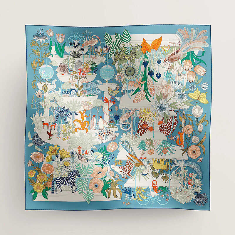 Zhenqi Paradise 2024 New Silk Scarf 140 Large Square Scarf Velvet Shawl Silk Cashmere Autumn and Winter Women's Scarf