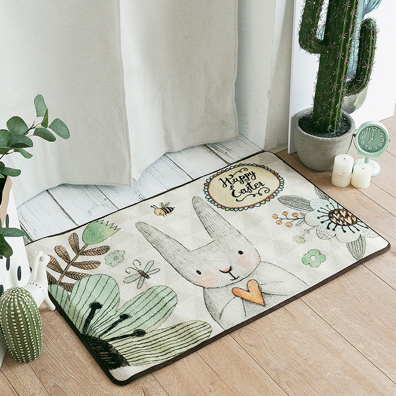 Han Style Cartoon Kitchen Ground Mat Loving Rabbit entrance hall Entrance Hall Bathroom bathroom with non-slip mat Bedroom Strip Carpet