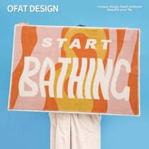 (Bathroom Ground Mat) One orange bathroom Absorbent Ground Mat bedroom Carpet Anti-slip anti-fall cushion Speed Dry Entry Doormat Mat