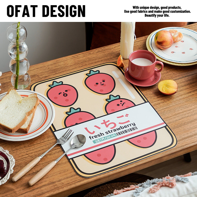 One Orange Original Cute Cartoon Profiled Leather Dining Mat Students Waterproof Oil Protection Free Wash Environmental Ins Heat Insulation