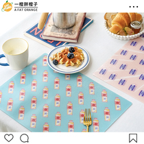 One Orange Cartoon Student Soft Glass Dining Mat Pvc Free Wash Waterproof Oil-Proof Heat Insulation Mat Children Bowl Mat Western Meal Pads