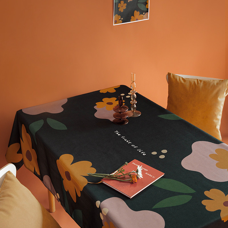 Simple net red ins flower tablecloth waterproof anti-scalding thickened table cloth rectangular table cloth coffee table tablecloth