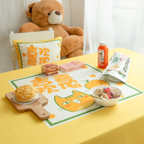 Fun cat original hand-painted cartoon waterproof tablecloth hipster table cloth table cloth rectangular table cloth