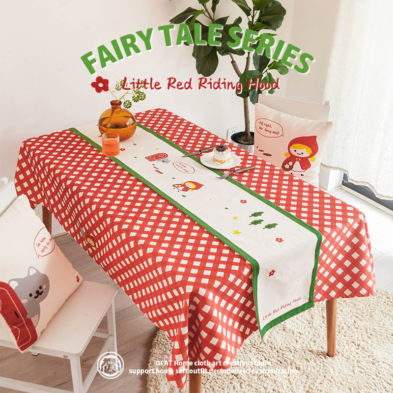 Original cartoon cute table cloth waterproof thickened table cloth desk ins students rectangular table cloth tea table cloth