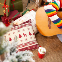 American retro pillow Christmas elk Nordic wind Net red pillow living room sofa cushion bedroom bed head large backrest