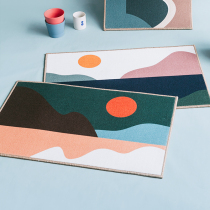 ins geometric entrance door mat suede dustproof bedroom foyer entrance mat absorbent toilet foot mat non-slip