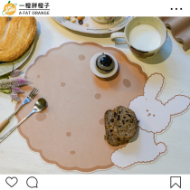 One orange card to accompany you to eat cute leather placemats waterproof and oil-proof student heat insulation cartoon ins Wind girl