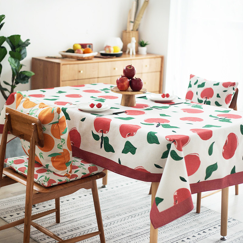 Net red fruit small fresh rectangular dining table cloth cloth art cotton linen table cloth tea table cloth living-room dining room for home
