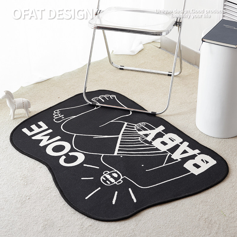 An orange interesting special-shaped series loop velvet floor mat living room bedroom foyer home bedside blanket home chemical fiber floor mat