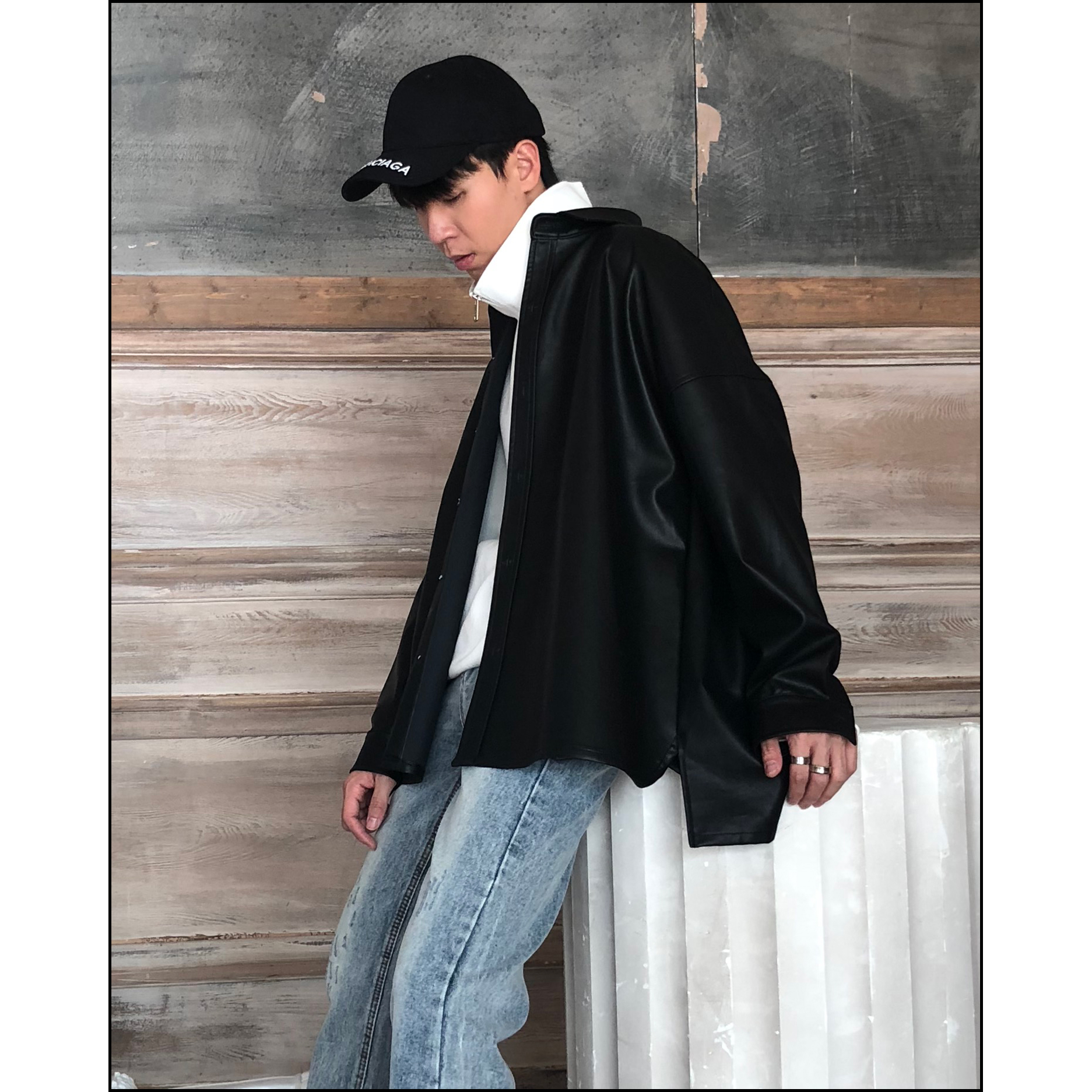 CCJE xuân hè oversize lỏng xe máy giả da giả da xu hướng nam bf áo gió Hàn Quốc áo khoác gió nam