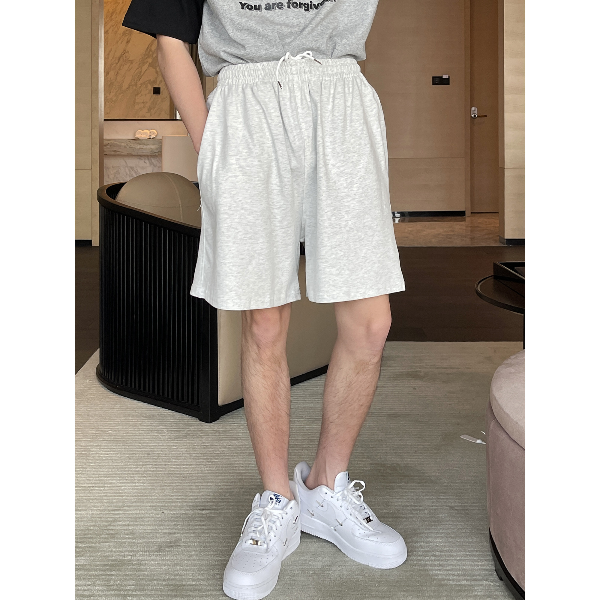 CCJE Summer thin Casual Shorts Outside Wearing Boy Loose Sport 50% Pants Korean Version Trendy Straight Drum 50% Wear Pants