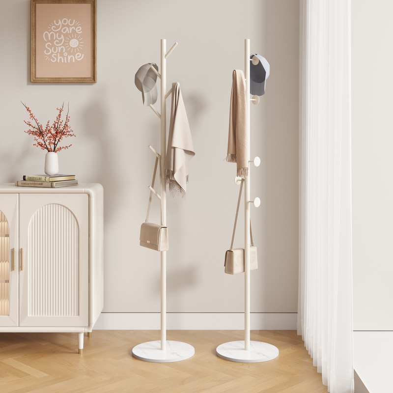 Cream-Colored Coat Rack, Floor-Standing Bedroom Clothes Rack, Simple and Elegant Standing Coat Rack, High-End Home Clothes Rack Cream-Colored Coat Rack, Floor-Standing Bedroom Clothes Rack, Simple and Elegant Standing Coat Rack, High-End Home Clothes Rack