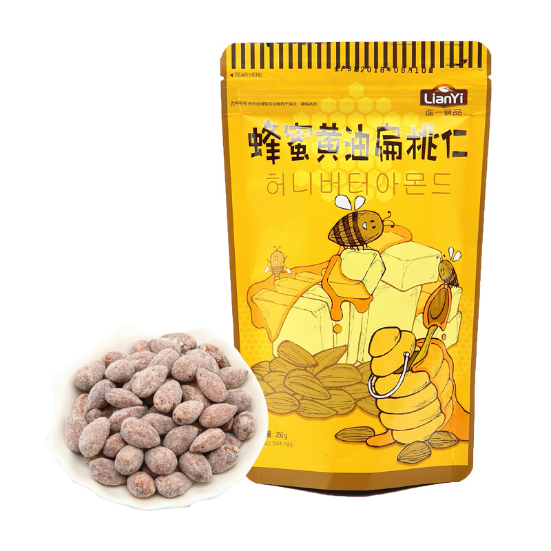 Even a new stock of honey cream Almond Batan Wood 250g Daily Nut Snacks Special Produce Dried Fruit Fried Goods of the Year