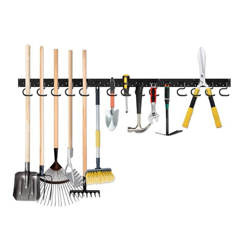 Multi-Functional Tool Hook, with 5 S Hooks and Fixing Screws, Shovel Multi-Functional Tool Storage Hook