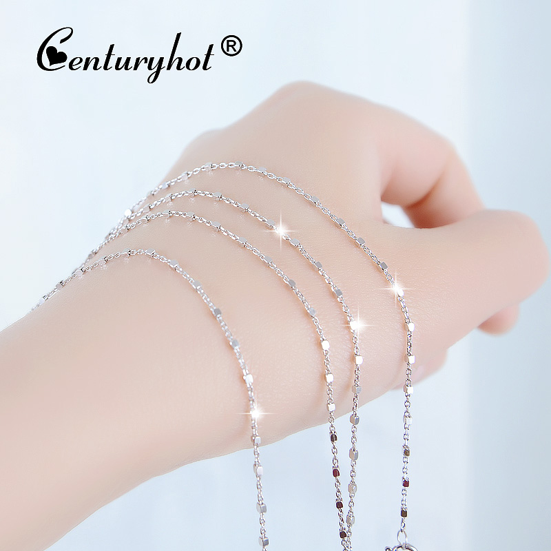 s925 silver necklace female small square mechanism sweater chain without pendant Sterling silver single chain female wild simple fashion