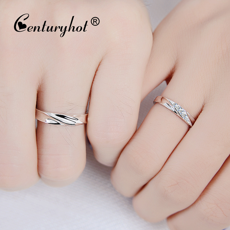 Sterling Silver Couple Ring Wedding Ring for Men and Women Korean Diamond Ring A pair of simple rings can be lettering birthday gifts