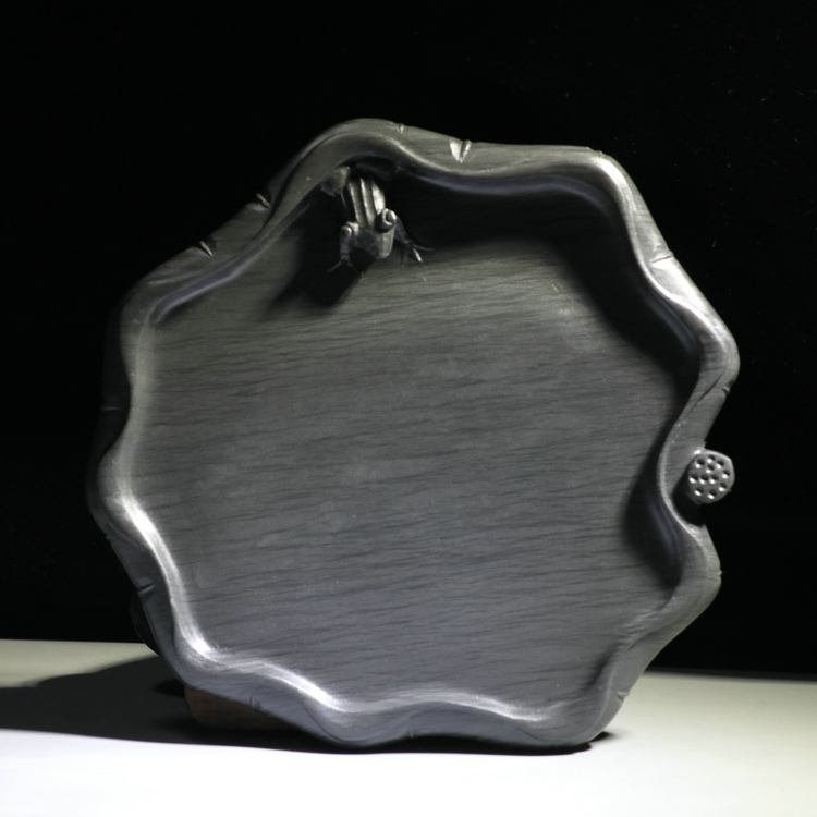 The original stone calligraphy and painting calligraphy household lotus frog croaking ribbed inkstone handmade inkstone and duan inkstone Taohe inkstone four treasures of the study