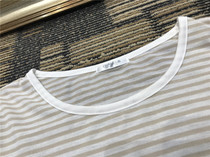 Original single womens 2018 spring comfortable loose and wild thin pinstripe long-sleeved base T-shirt small shirt 2563