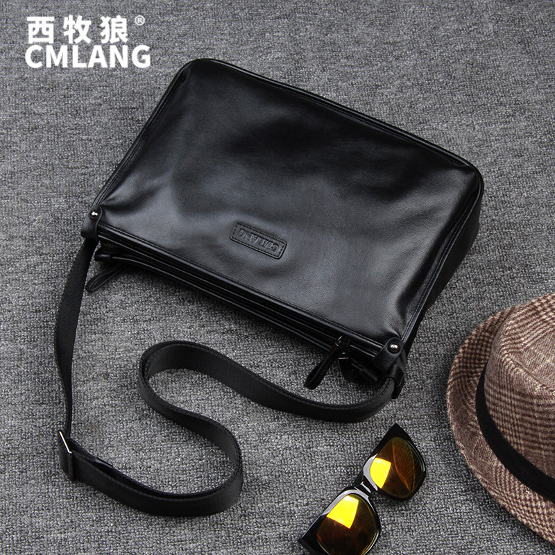 Men's Business Shoulder Bag Horizontal Cross-body Bag Genuine Leather Men's Bag Soft Leather Casual Bag Large Capacity Fashion Bag