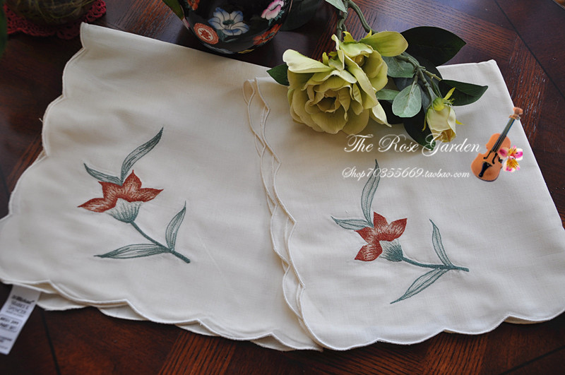 (Rose Garden New Products) Exports Europe and America * Foreign Trade Original Natural Color Pure Cotton Embroidered with large napkin Pappa-Taobao