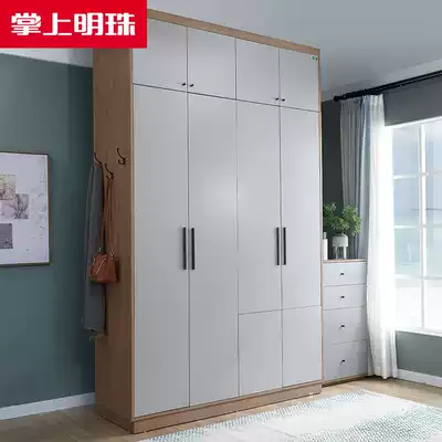 Pearl of the palm four-door wardrobe five-door simple modern bedroom high-top cabinet wardrobe flat door sliding door wardrobe 68