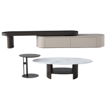 Pearl of the Palm New Oval Italian Minimalist Microcrystalline Stone Oval Coffee Table TV Cabinet Tea Table Coffee Table Living Room Home