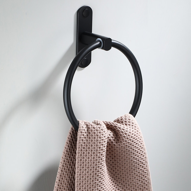 Black Space Aluminum Towel Ring Eurostyle Makeup Room Hair Towel Rack Towel Ring Shelve Bathroom Towel Hanging Free
