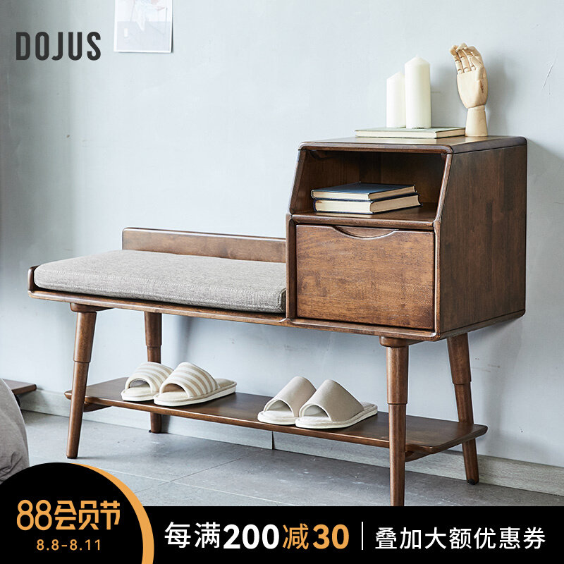 DOJUS Nordic Solid Wood Change Shoes Stool Simple Modern Inlet Shoe Cabinet can be used to wear shoe stool for home use