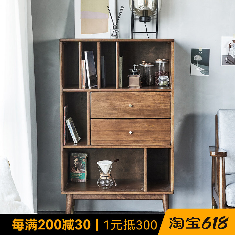 DOJUS Nordic solid wood bookcase floor-floor storage cabinet shelve combined living room magazine cabinet minimalist bookcase
