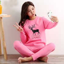 Autumn and winter girls big children cotton padded velvet thermal underwear set high school students can wear cotton sweater